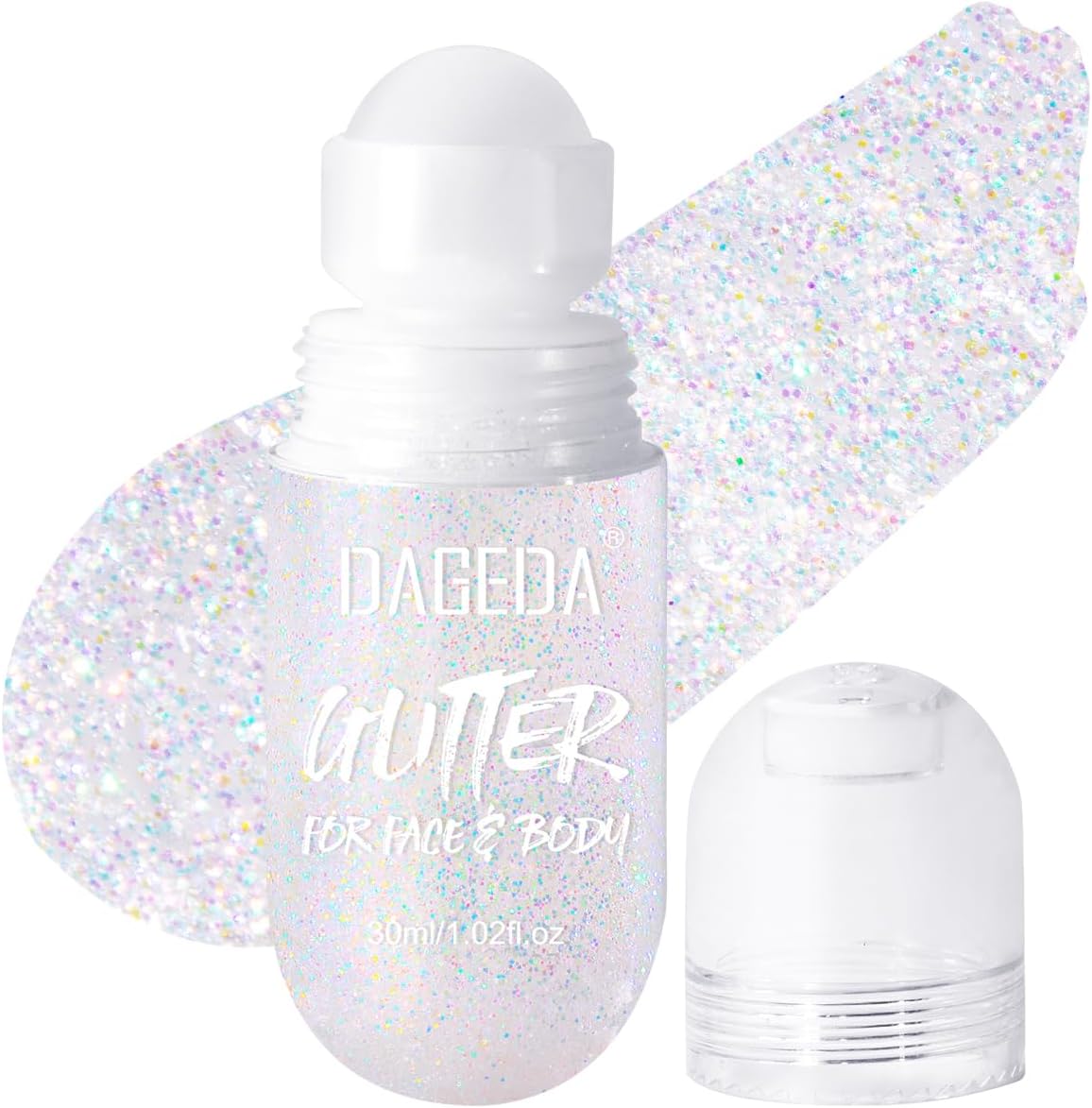DAGEDA Body Glitter Gel, Roll-on Face Glitter for Mermaid Makeup Festival Rave Accessories, Holographic Hair Glitter Gel,Body Shimmer Halloween Makeup for Rave Party (Dazzle)