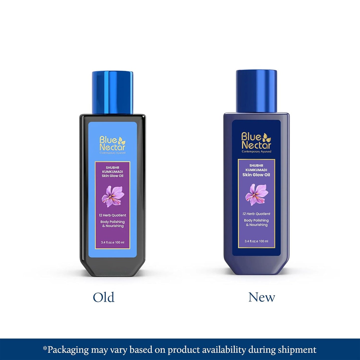 Blue Nectar Kumkumadi Body Oil for Glowing Skin | Moisturizing Oil for Dry Skin with Relaxing Aroma | Plant Based Body Oil for Women & Men (12 Herbs, 3.4 fl oz)