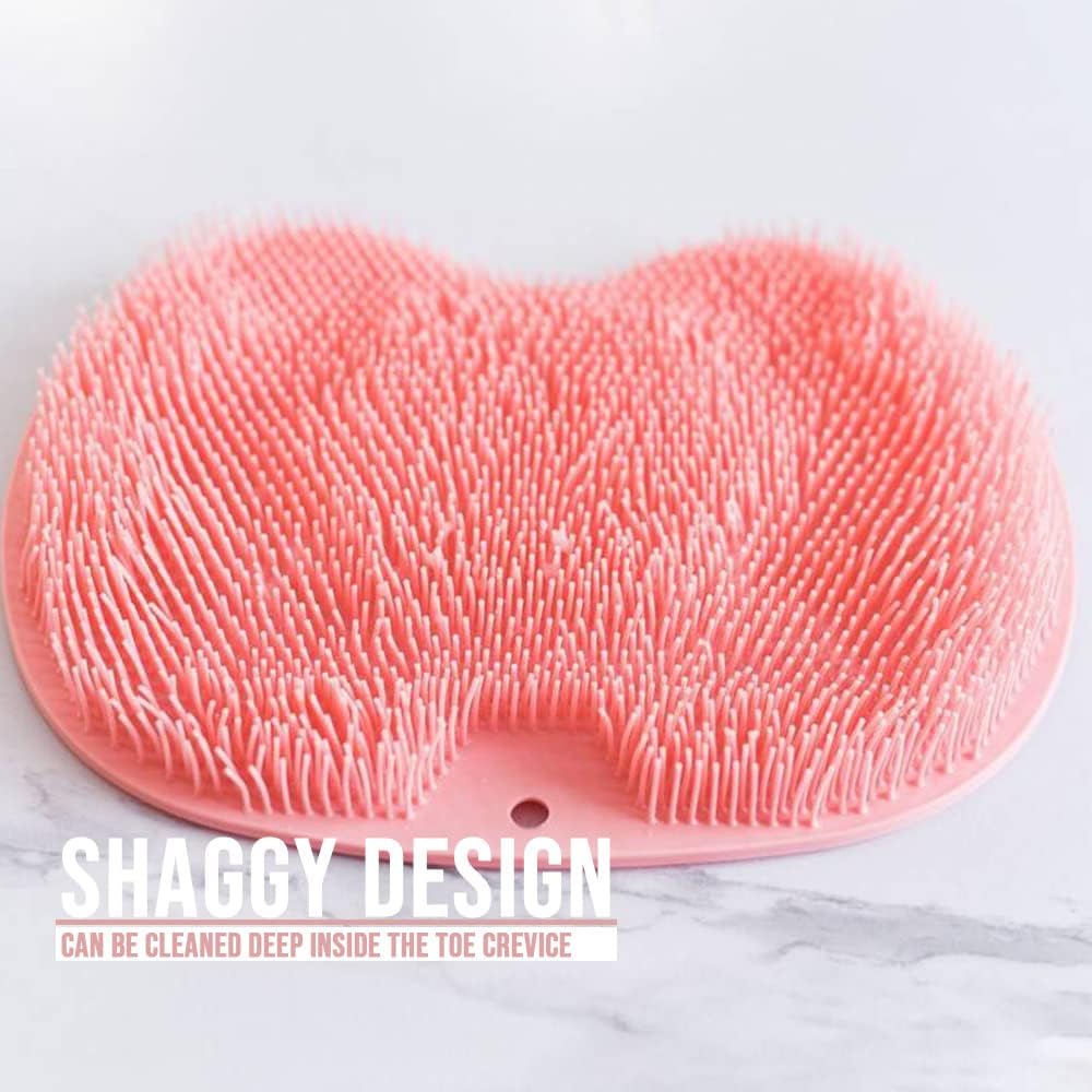 Foot Cleaning Pad, Upgrade Shower Scrubber Mat with Suction Cups, Back Washer for Men & Women (Green)