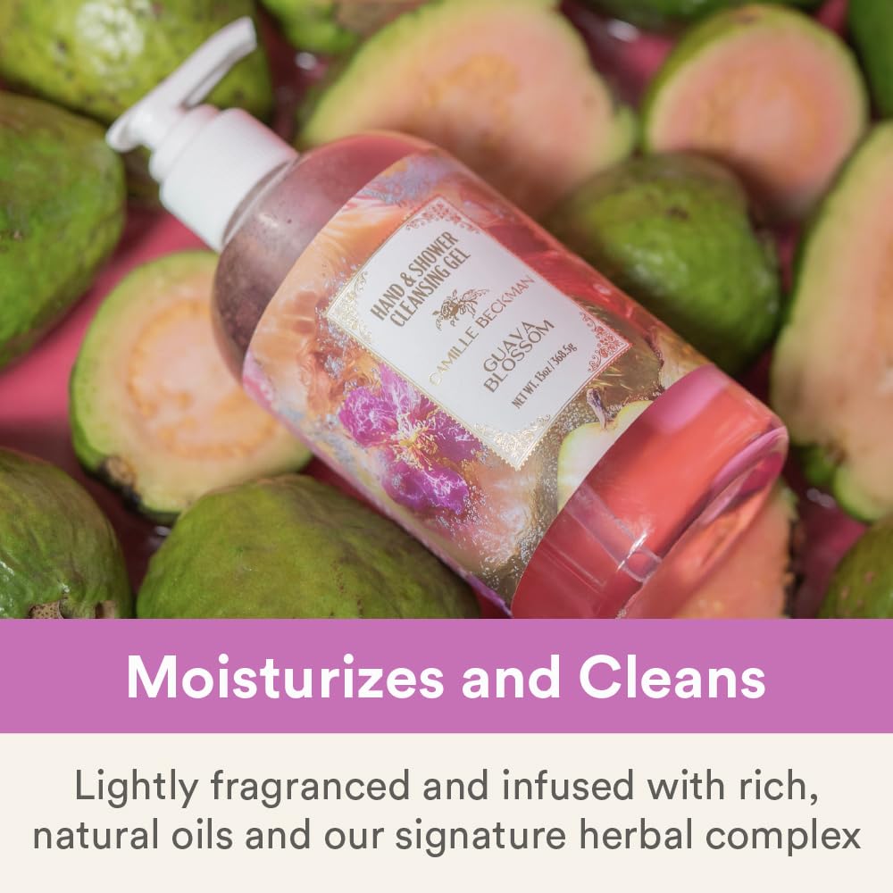Camille Beckman Guava Blossom Hand & Shower Cleansing Gel – Gentle Moisturizing Body Wash, Fresh Tropical Scent, 13 fl oz