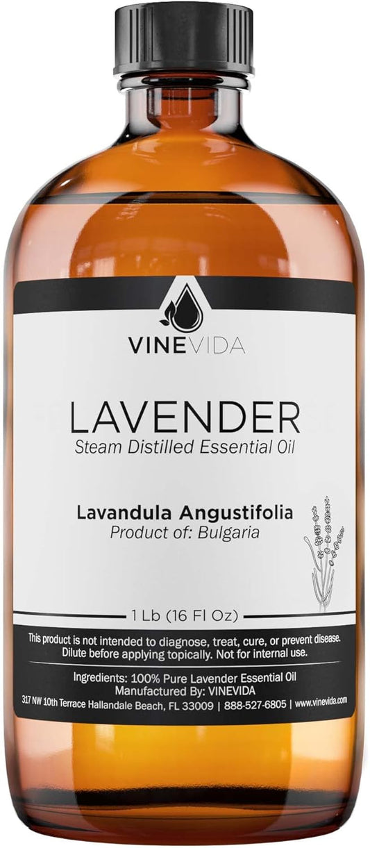 VINEVIDA Lavender Essential Oil 16 oz - Undiluted, Pure, Vegan, and Sustainable