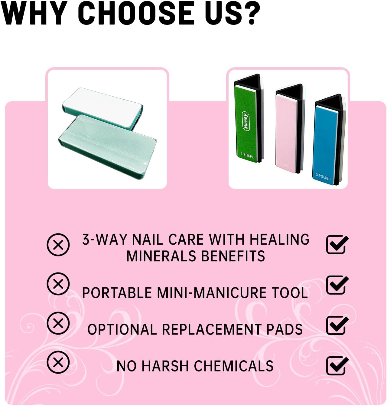 Nail Files and Buffers for Natural Nails Smooth and Polish Gel Surface 400/600/4000 Grit (D-Prism)