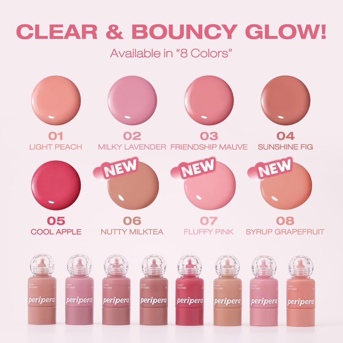 PERIPERA SYRUPY TOK CHEEK 5 Colors, Liquid Blush, Dewy Finish and Hydrates All day, Soft Velvet Texture Face Cheek Tint (08 SYRUP GRAPEFRUIT, One Size)