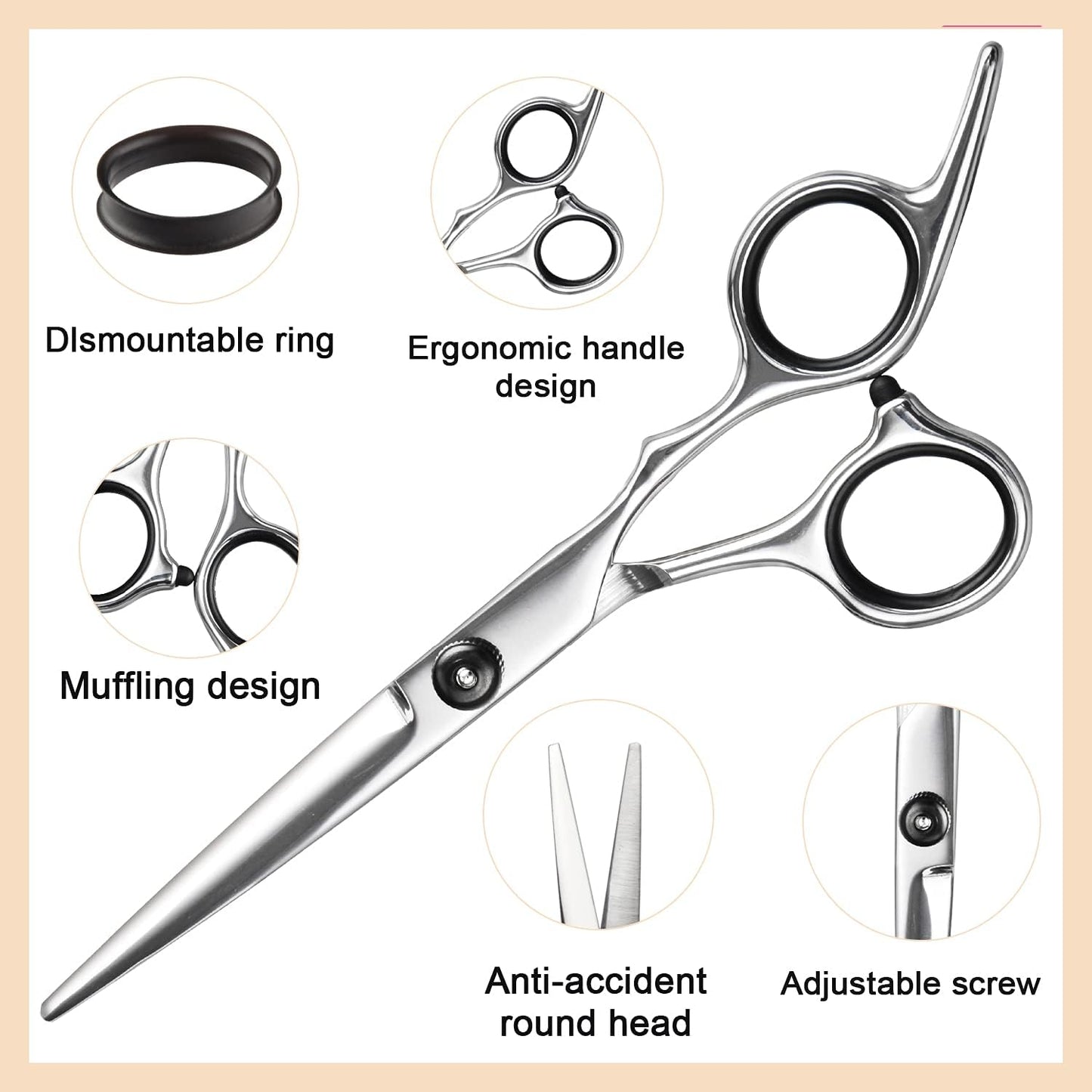 Hair Cutting Scissors Thinning Shears Kit, Fcysy Hair Scissors Set Professional Haircut Kit, Barber Shears Tijeras De Peluqueria Profesional Barber Supplies Trimming Shears for Men Women