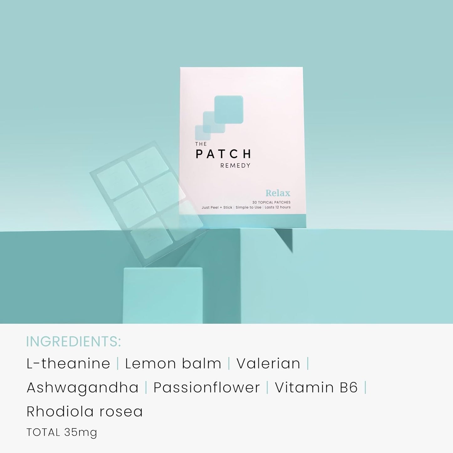 Relax Patch | L-Theanine, Lemon Balm, Valerian, Ashwagandha, Passionflower | 30 Patches
