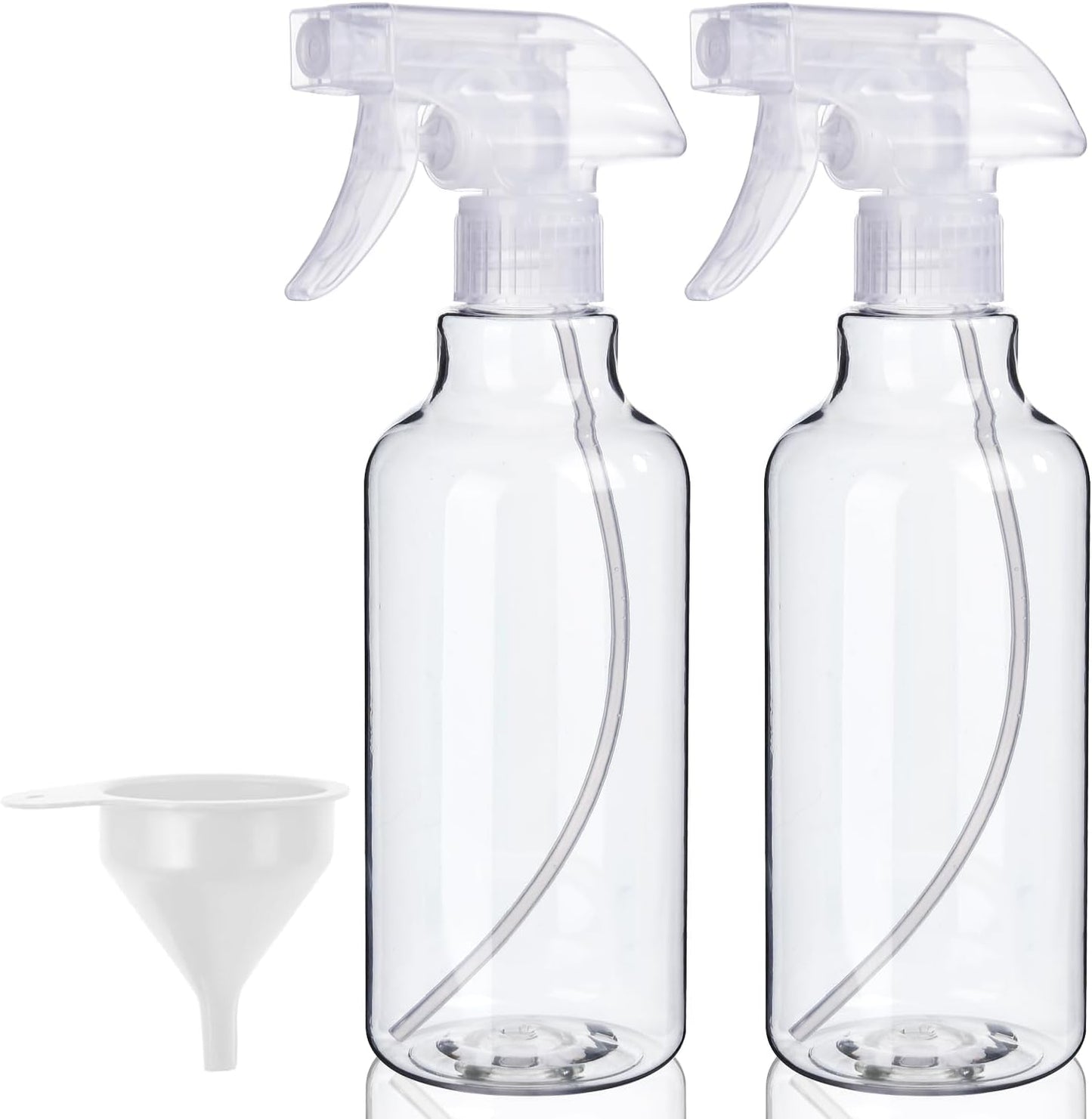 Plastic Spray Bottles, 2-Pack, 16.9 Oz, Mist & Stream, Heavy Duty Spraying, Empty Water Spray Bottle for Cleaning Solutions, Essential Oils, Hair, Plants, BBQ, Cat Dog Behavior Correction (Clear)