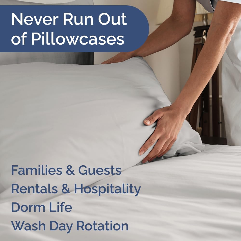 Standard Pillow Cases Set of 10 - Ultra Soft Hotel Quality Pillowcase Covers - Comfy & Wrinkle Free - Shrink, Stain and Fade Resistant - Machine Washable Pillow Protectors - 10 Piece Set - French Grey