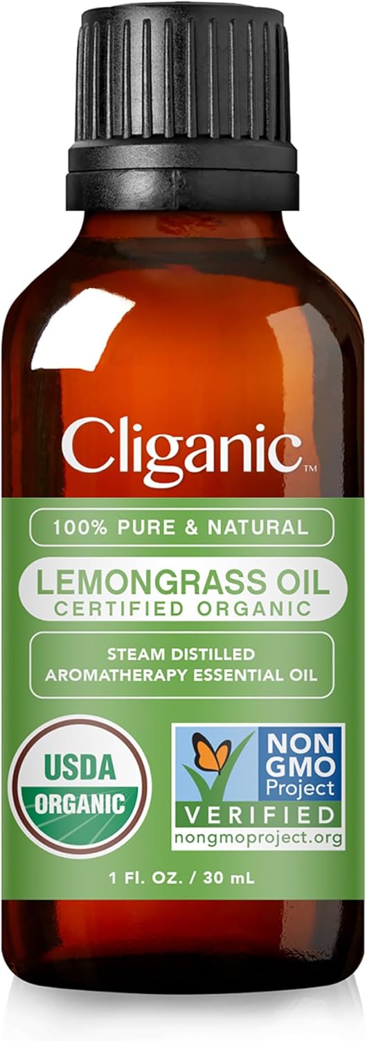 Cliganic Organic Lemongrass Essential Oil, 1oz - 100% Pure Natural Undiluted, for Aromatherapy Diffuser | Non-GMO Verified (Packaging May Vary)