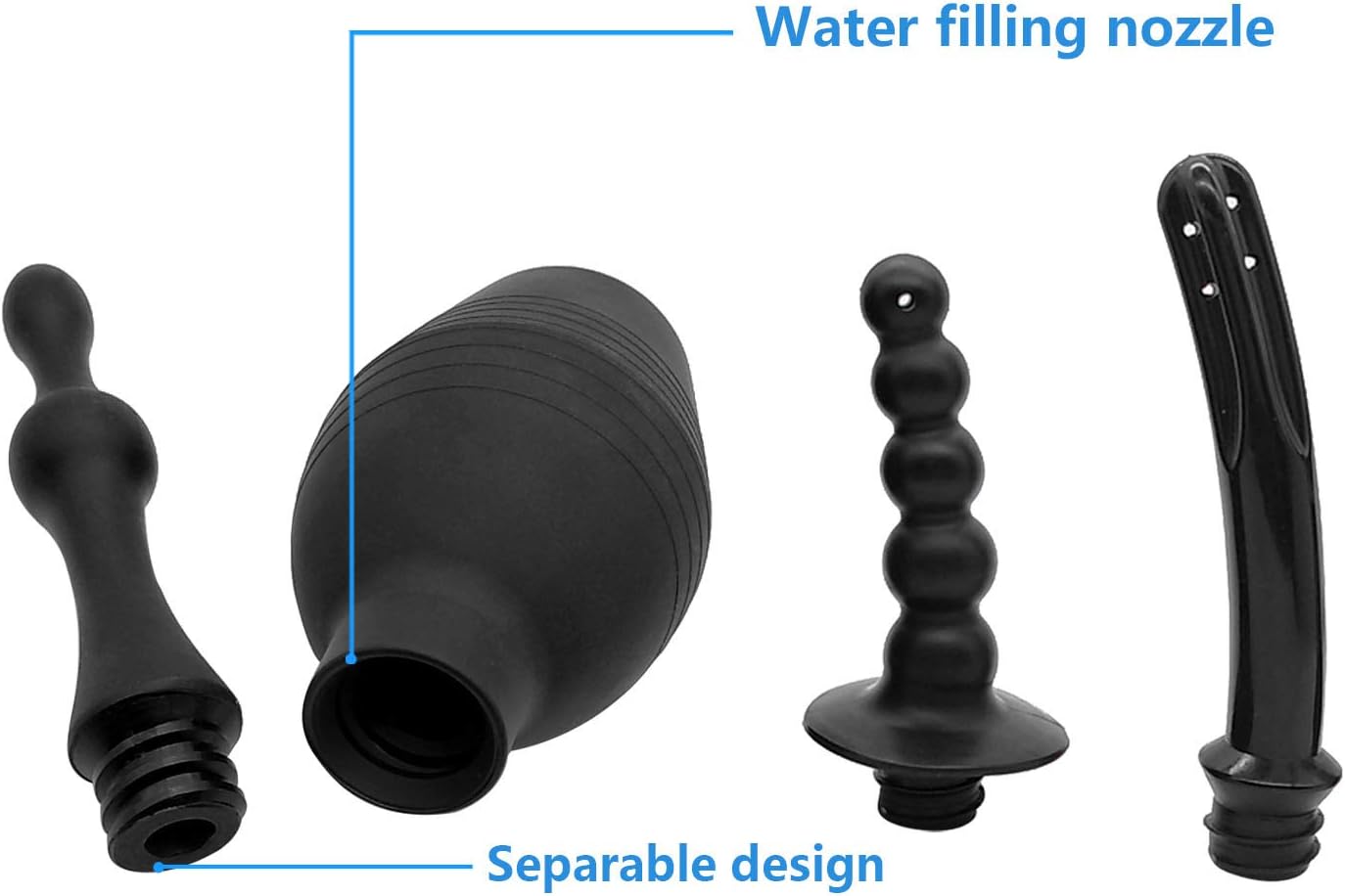 Abyclean Anal Douche Enema Bulb Vaginal Douche Enema Cleaner for Women’s or Man’s Health (Black-310ml (3 Nozzle)