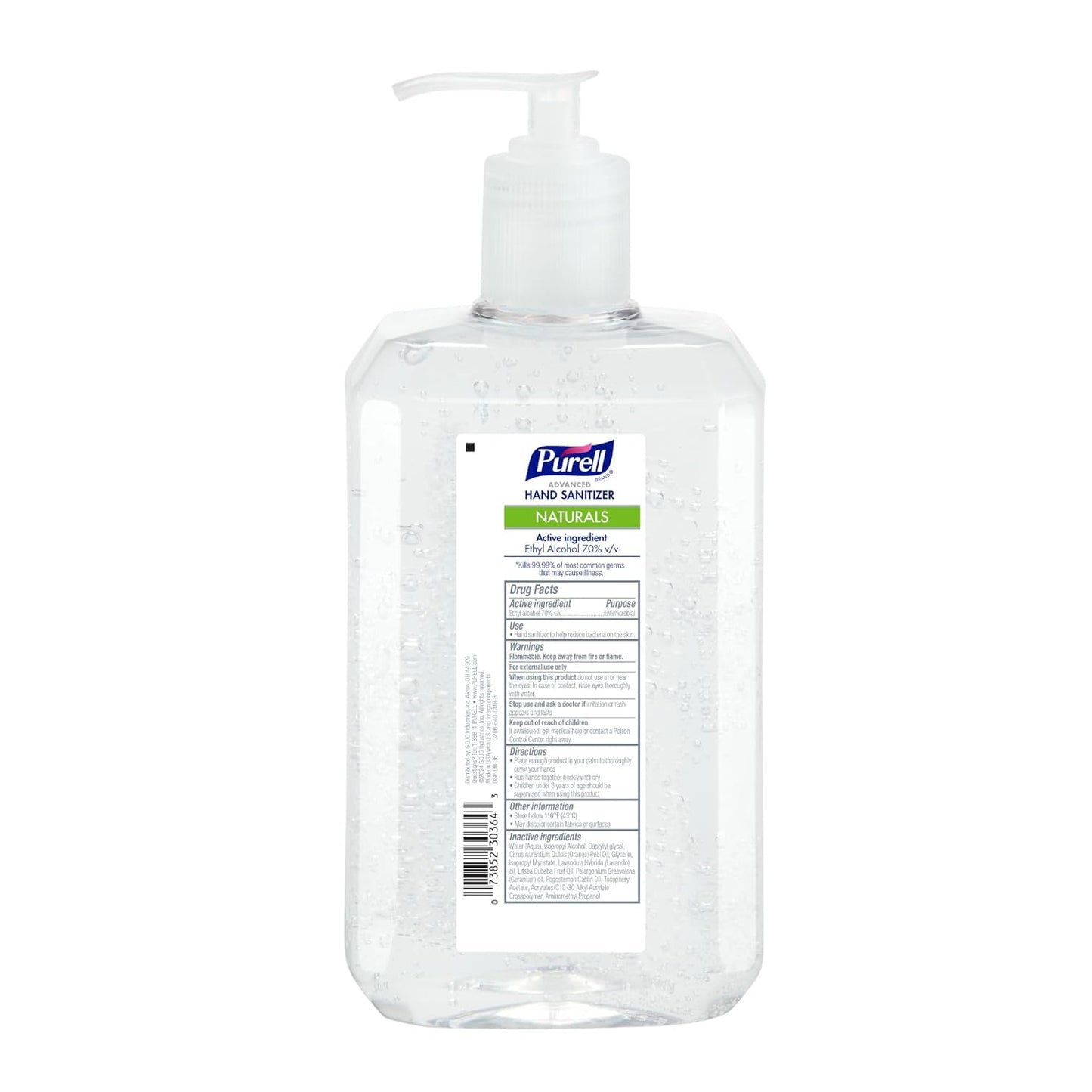 PURELL Advanced Hand Sanitizer Naturals with Plant-Based Alcohol, Citrus Scent, 1 Liter Pump Bottle (Pack of 1) - 3280-04-CMR
