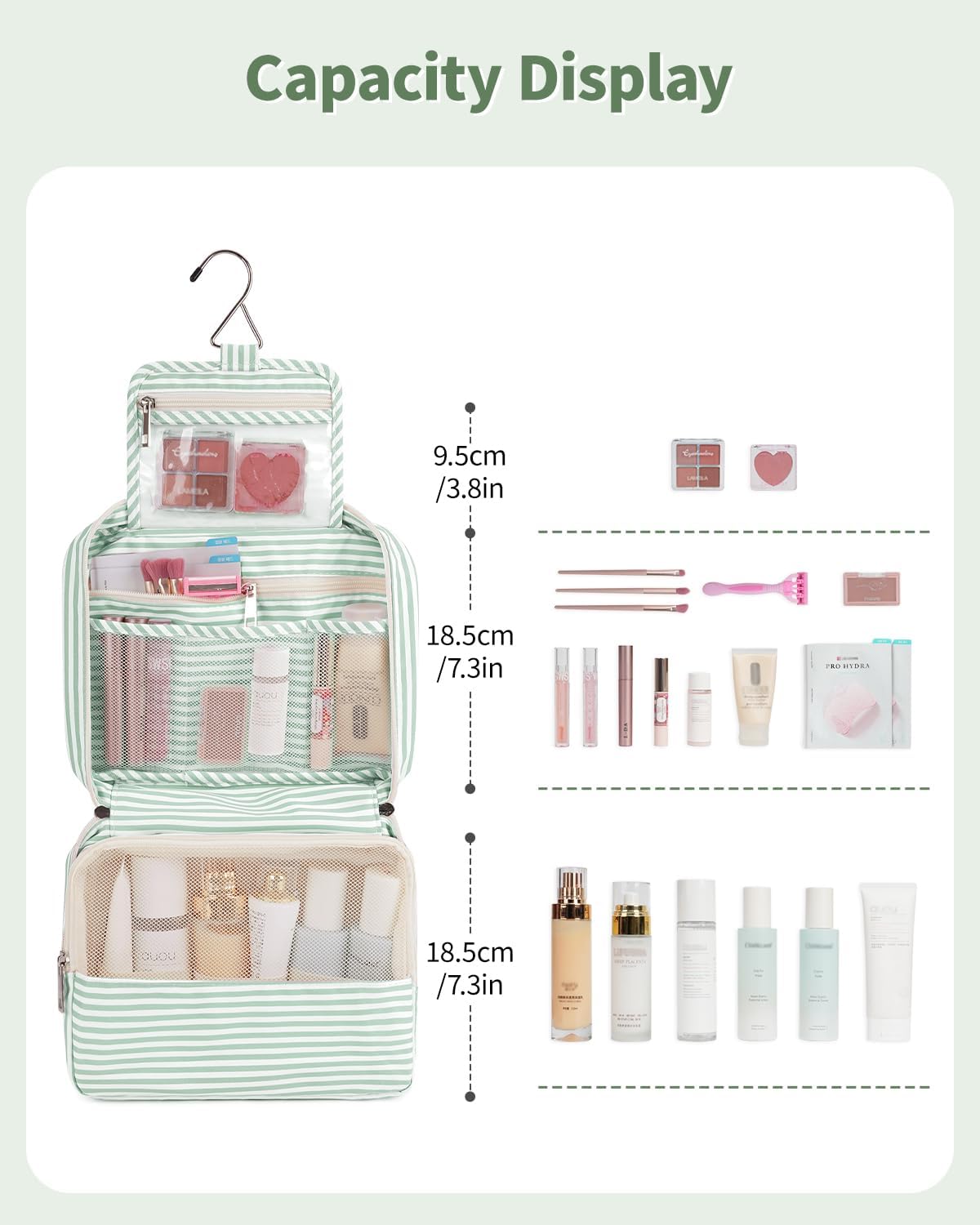 Narwey Small Hanging Travel Toiletry Bag for Women, Travel Bag for Toiletries, Makeup Bag Organizer Cosmetic Bags Make Up Bags for Girls