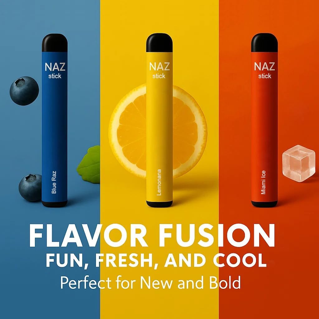 Naz Electric Nasal Stick - Portable Essential Oil Vapor Inhaler for Aromatherapy, Cool & Refreshing, Simple Ingredients | Non-Medicated Nasal Inhaler with Blue Raz, Lemonana, Miami Ice, 3-Pack