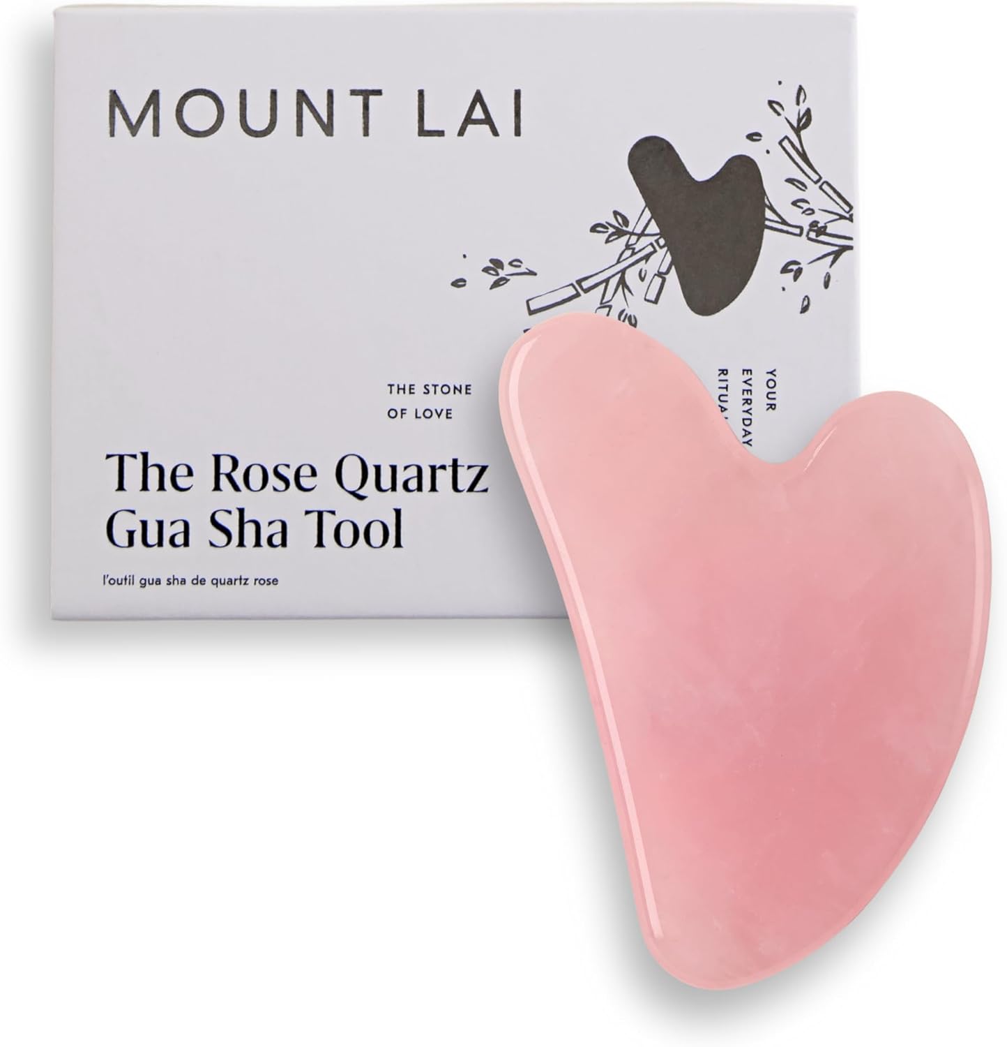 Mount Lai Rose Quartz Gua Sha Facial Tool – The Stone of Graceful Radiance – 100% Genuine Rose Quartz Stone Face Sculpting Tool for Lymphatic Drainage, Puffiness Reduction & Graceful Beauty