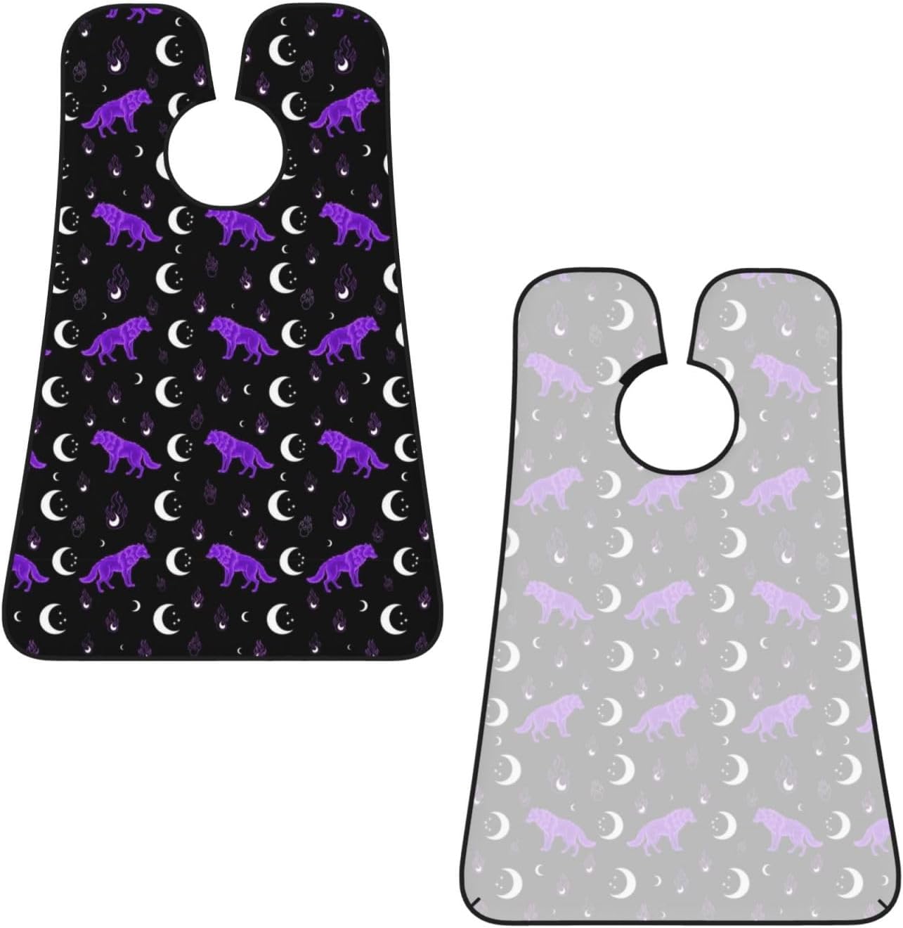 Beard Hair Catcher Bib, Waterproof Non-Stick Grooming Apron for Shaving Trimming, Perfect for Men Dad, Mystical Goth Fire Dark Purple Galaxy Foxes Moon Black Shave Bib