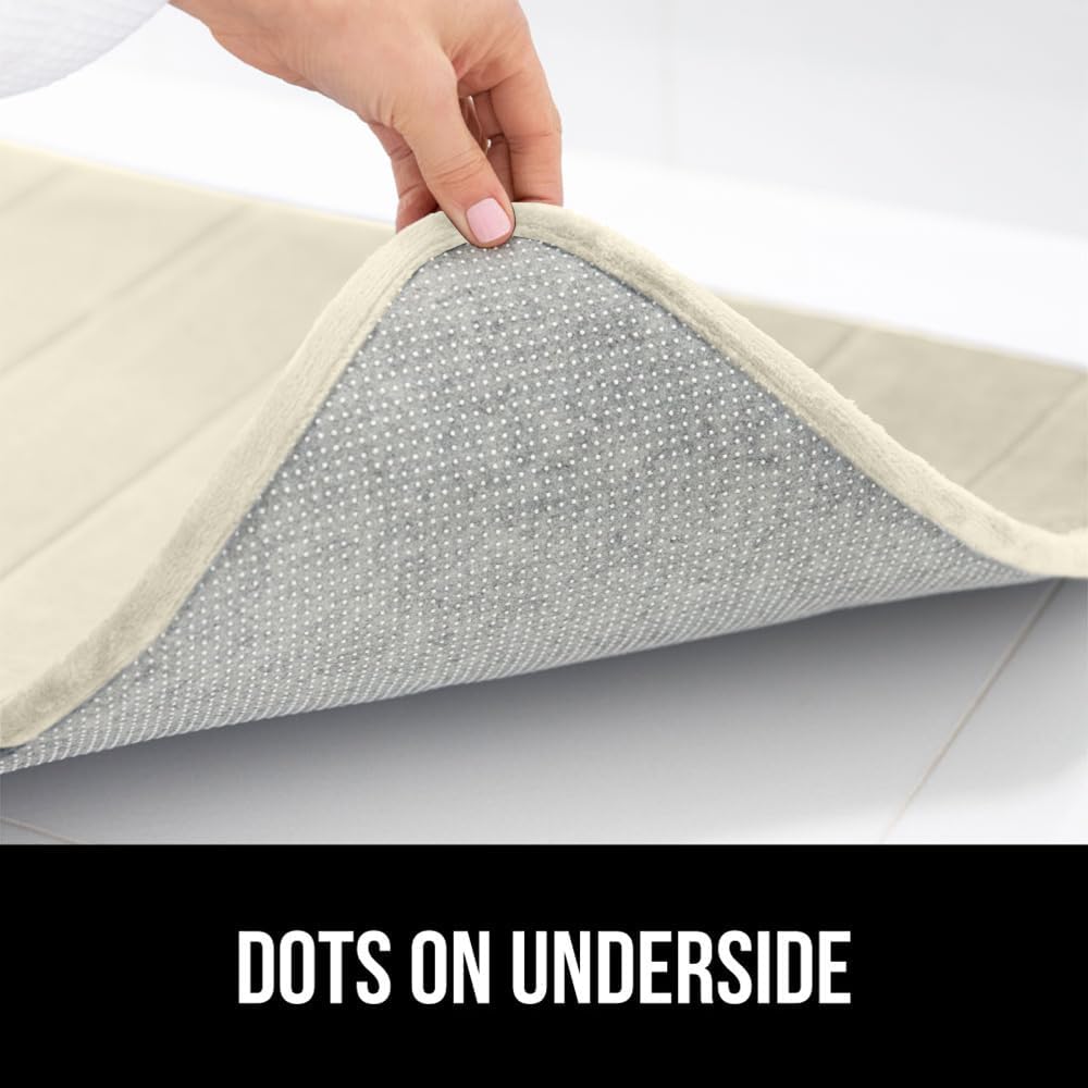 GORILLA GRIP Memory Foam Bath Mat, Soft Absorbent US Designed Bathroom Rug, Gripping Dots Machine Washable Bathmat, Cushioned Floor Mats, Shower Sink Rugs Room Décor Accessories, 60x24 Champagne