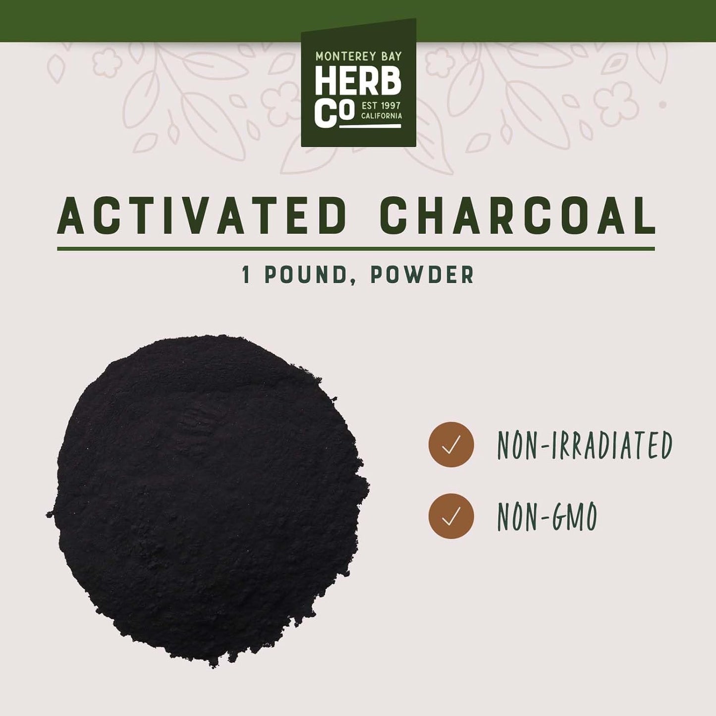 MONTEREY BAY HERB CO. Activated Charcoal Powder | Use for Body Care, Face Masks, Toothpaste (1lb)
