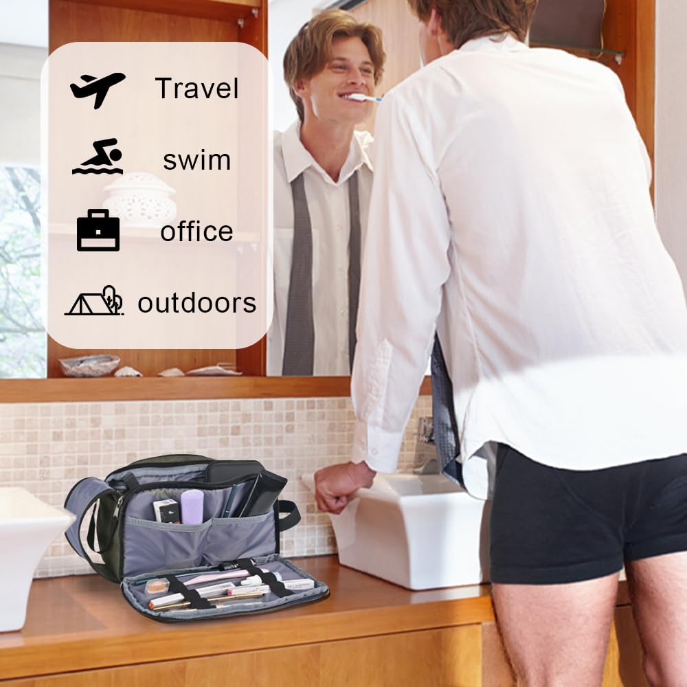 Travel Toiletry Bag for Men Toiletry Bag Dopp Kit Water-resistant Shaving Bag Large Travel Toiletry Organizer Travel Essentials Green