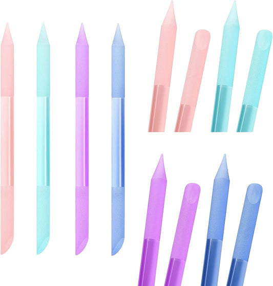 4Pcs Glass Cuticle Pusher, heemeei Dual-Ended Manicure Stick, Crystal Cuticle Pusher Glass File, Professional Precision Filing Cuticle Remover, Manicure Pedicure Tools for Nails and Cuticles Care…