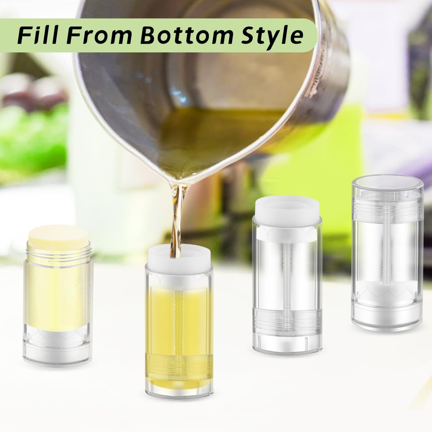 10 Pcs Empty Deodorant Containers Bottom Fill Deodorant Bottles Refillable DIY Deodorant Tubes Lip Balm Tubes (clear, 75ml/2.5oz)