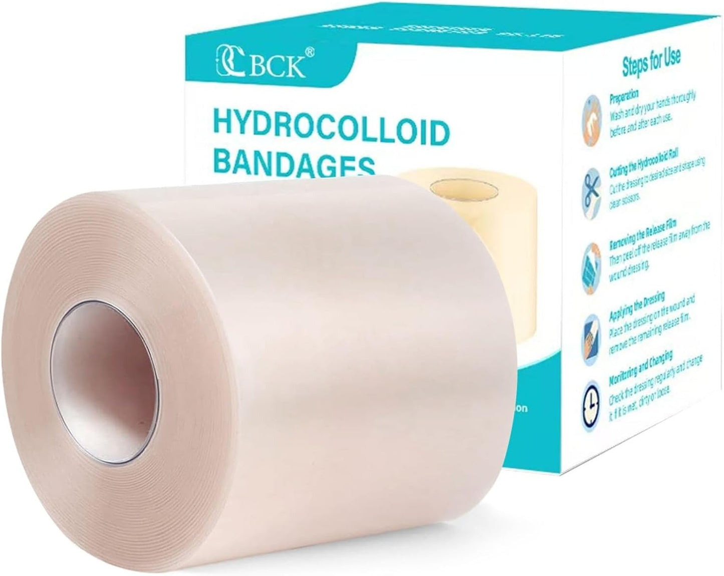Hydrocolloid Bandages Roll 1.9” x 118”Inch, Hydrocolloid Roll Gel Bandages for Wounds, Large Hydrocolloid Patch with Self-Adhesive, Ultra Absorbent, Flexible & Waterproof, DIY Size & Shape
