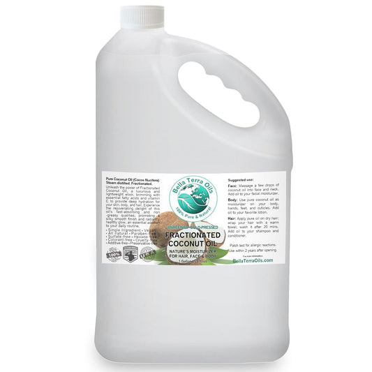 Bella Terra Oils Fractionated Coconut Oil (MCT Oil) – 1 gallon, Deeply Hydrating, Lightweight, Non-Greasy