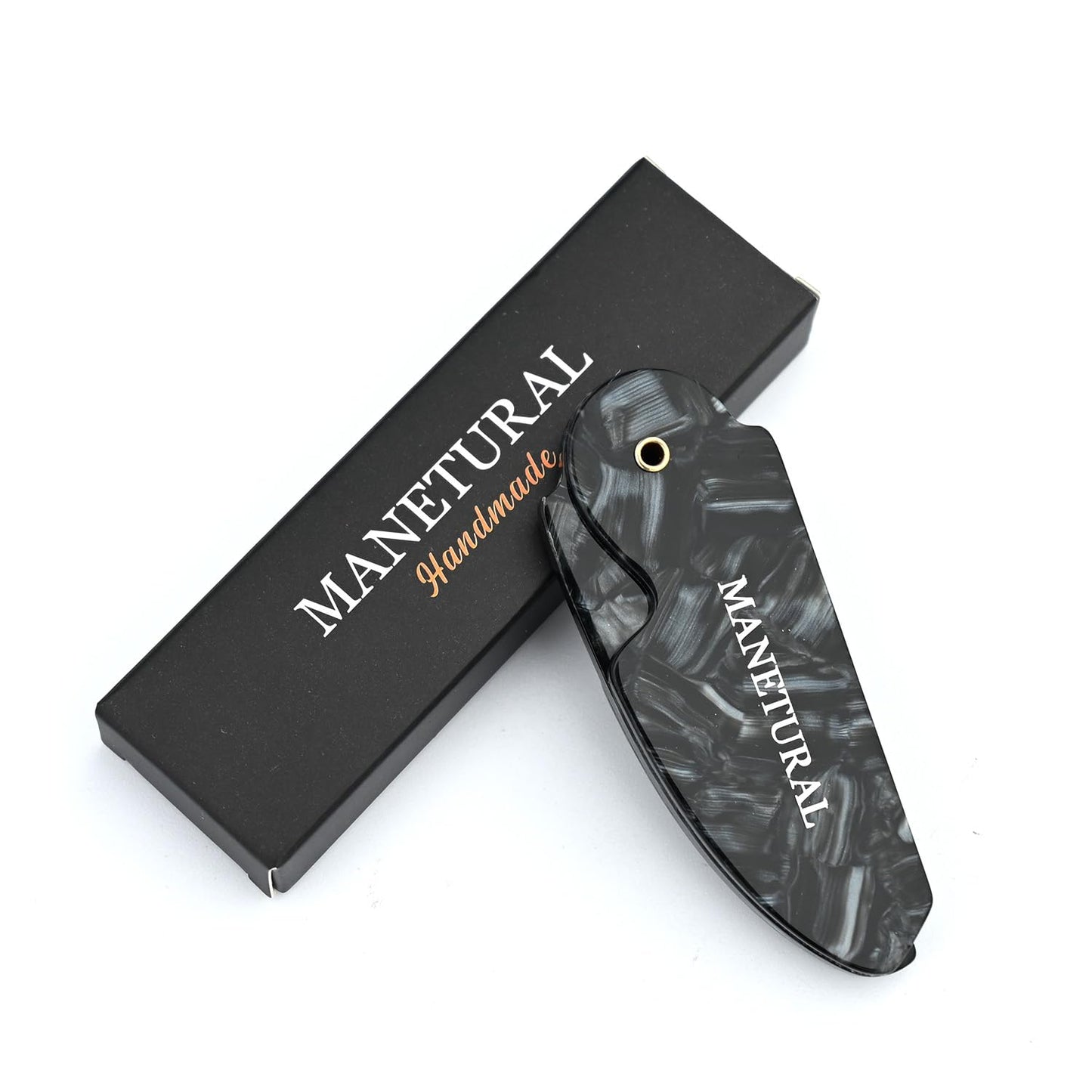 60L Handmade Saw-Cut Folding Mustache Comb - Premium Quality Pocket Comb for Perfect Moustache Styling (Small) (BLack, 1 PACK)