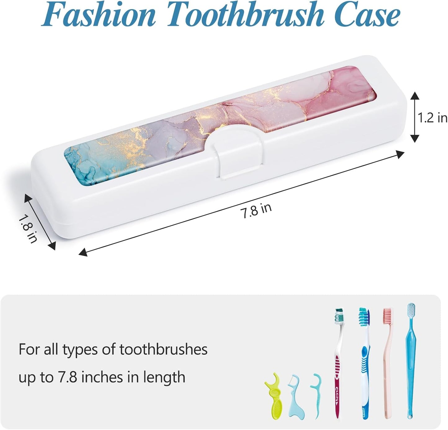 Toothbrush Travel Case - Colorful Pattern, Holder and Covers for Toothbrushes, Includes Tongue Scraper Case