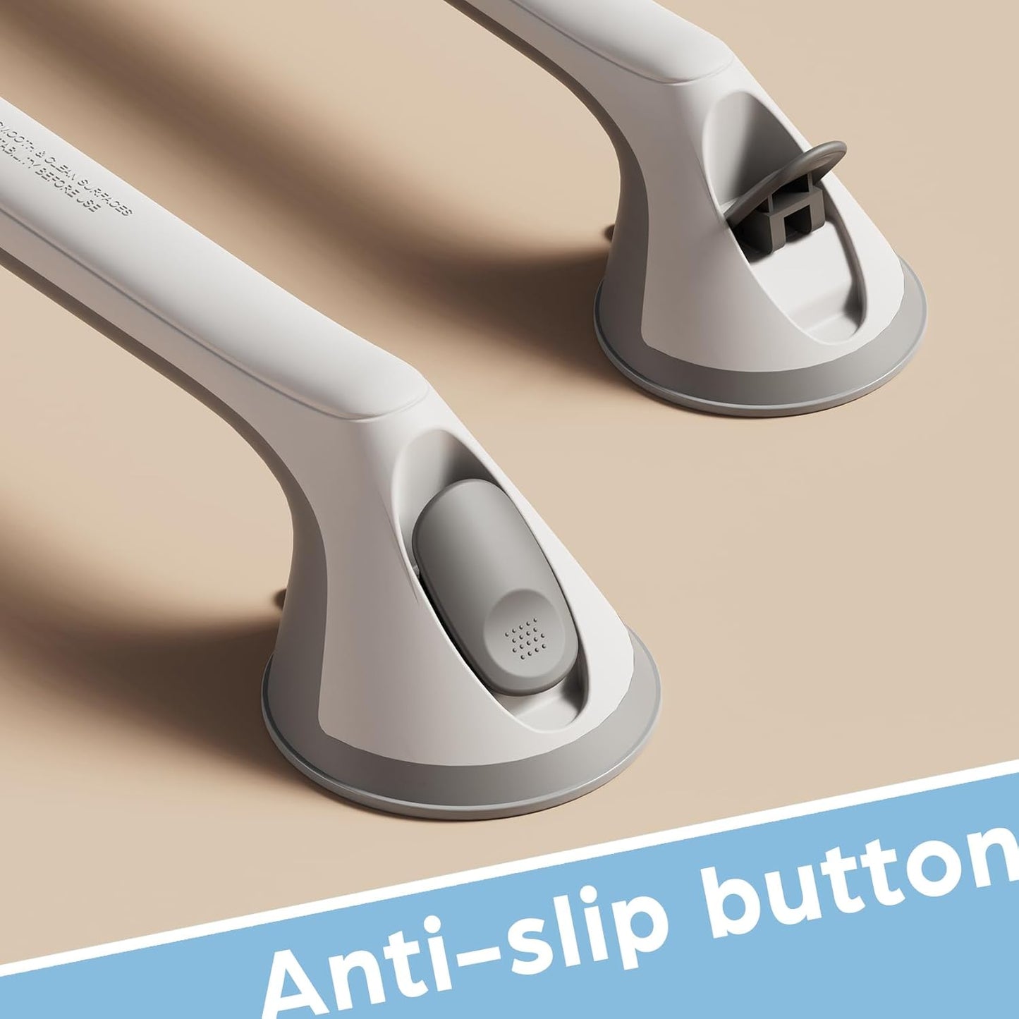 2 Pack 16 Inch Grab Bars for Bathtubs and Showers for Seniors, Heavy Duty Shower Handle for Elderly, Suction Cup Removable Handrails Handicap Bath Grip Bathroom Safety Grips (Gray