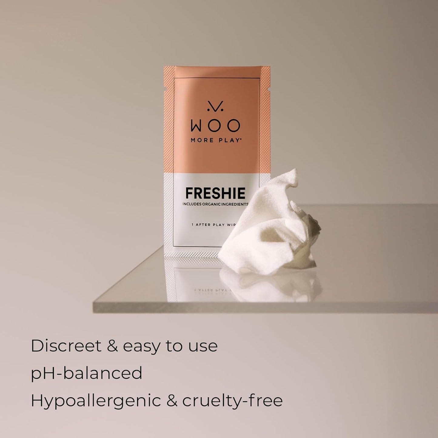 Woo More Play Freshies: All-Natural Feminine Intimacy Towelette Wipes with Coconut Water and Aloe Vera, Promotes Feminine Health & Helps Alleviate Irritation - Vegan and Cruelty Free, 20ct