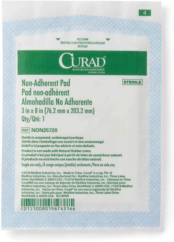 CURAD Sterile Non-Adherent Pad, 3x8 (Pack of 50)