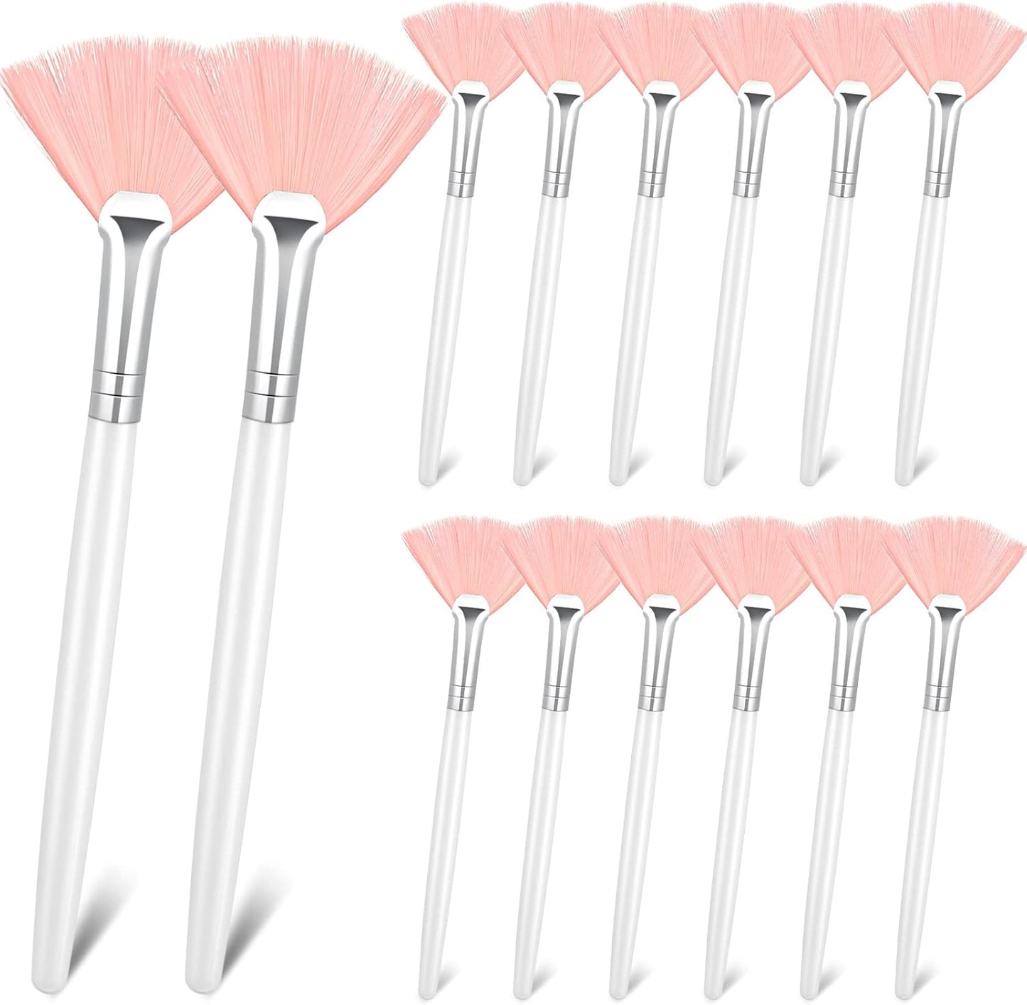 Patelai 14 Pieces Fan Brushes Applicator, Mask Brushes for Facial Makeup Tools for Face Cosmetic(Pink)