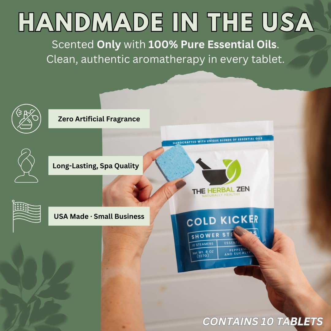 Cold Kicker Shower Steamers Aromatherapy, Eucalyptus Shower Steamer, Shower Bombs Made in The USA, Menthol Shower Steamer, Self Care Gifts, Mothers Day Gift, Shower Steamers for Women and Men