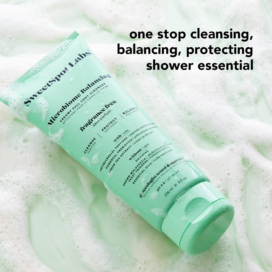SweetSpot Labs Microbiome Balancing Feminine Wash, Clean, Gynecologist Tested & Approved, pH Balanced Body Wash, Unscented & Sulfate Free, 8 oz (Pack of 3)