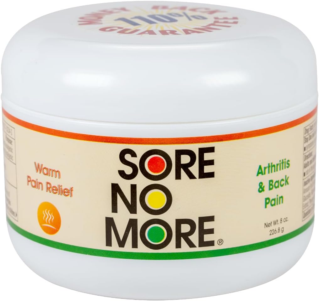 Sore No More Warm Arthritis Pain Relief Cream – Targeted Reliever for Back, Neck, Hands & Feet – Soothing & Fast-Acting Formula for Aches and Pains – Non-Greasy with Orange Aroma – 8 oz