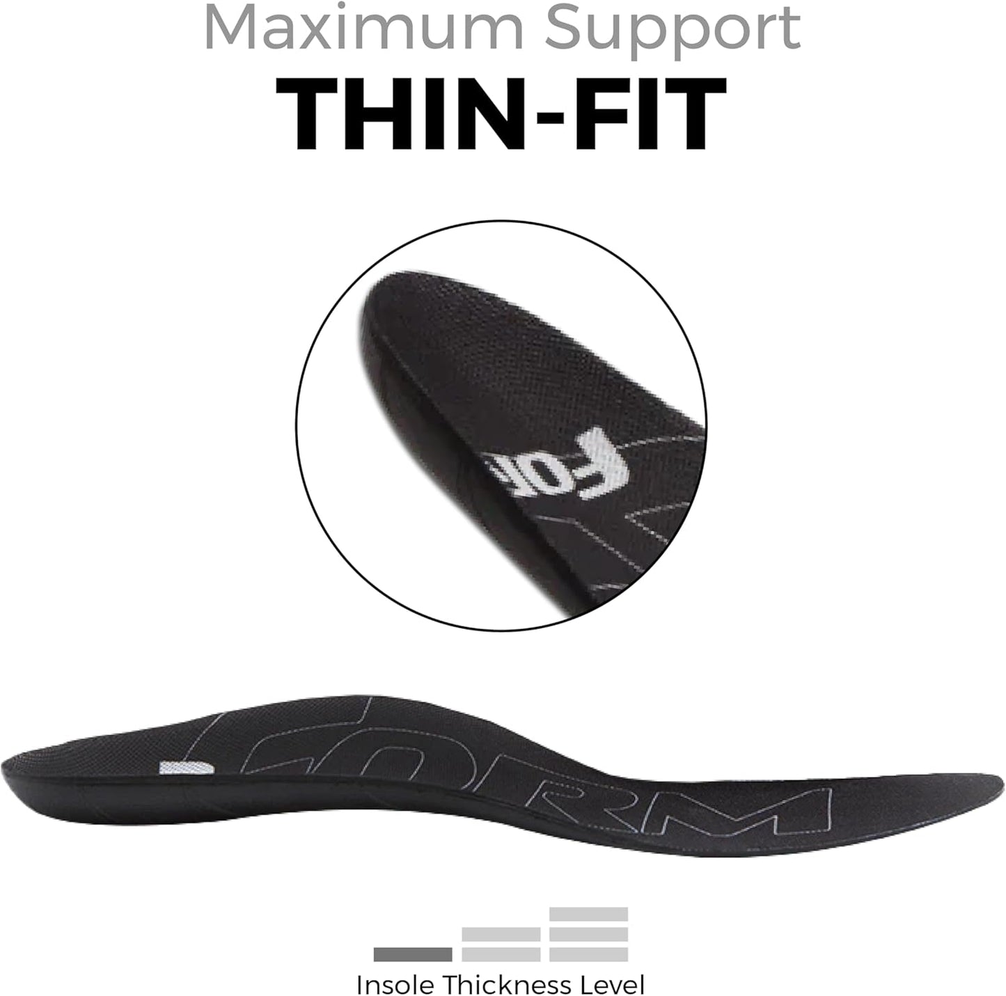 Ultra-Thin Plantar Fasciitis Insoles Designed for Comfort & Maximum Pain Relief, Ideal for Dress Shoes & Boots | Black (Men's 7 – 7.5, Women's 8.5 – 9)