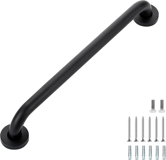 Grab Bars for Shower, 1 Pack 18-Inch Anti Slip Shower Handles for Elderly, Safety Shower Grab Bar, Stainless Steel Handicap Grab Bars for Bathroom (Black 1" Diameter)