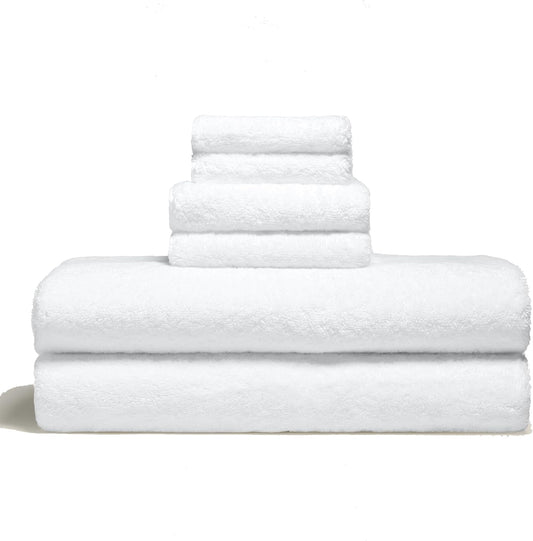 Italic Ultraplush Luxe 6 Piece Towel Set – 2 Bath Sheets, 2 Hand Towels, 2 Washcloths – 800GSM Soft, Highly Absorbent & Quick Drying, Resort Grade 100% Australian Cotton Towels (White)