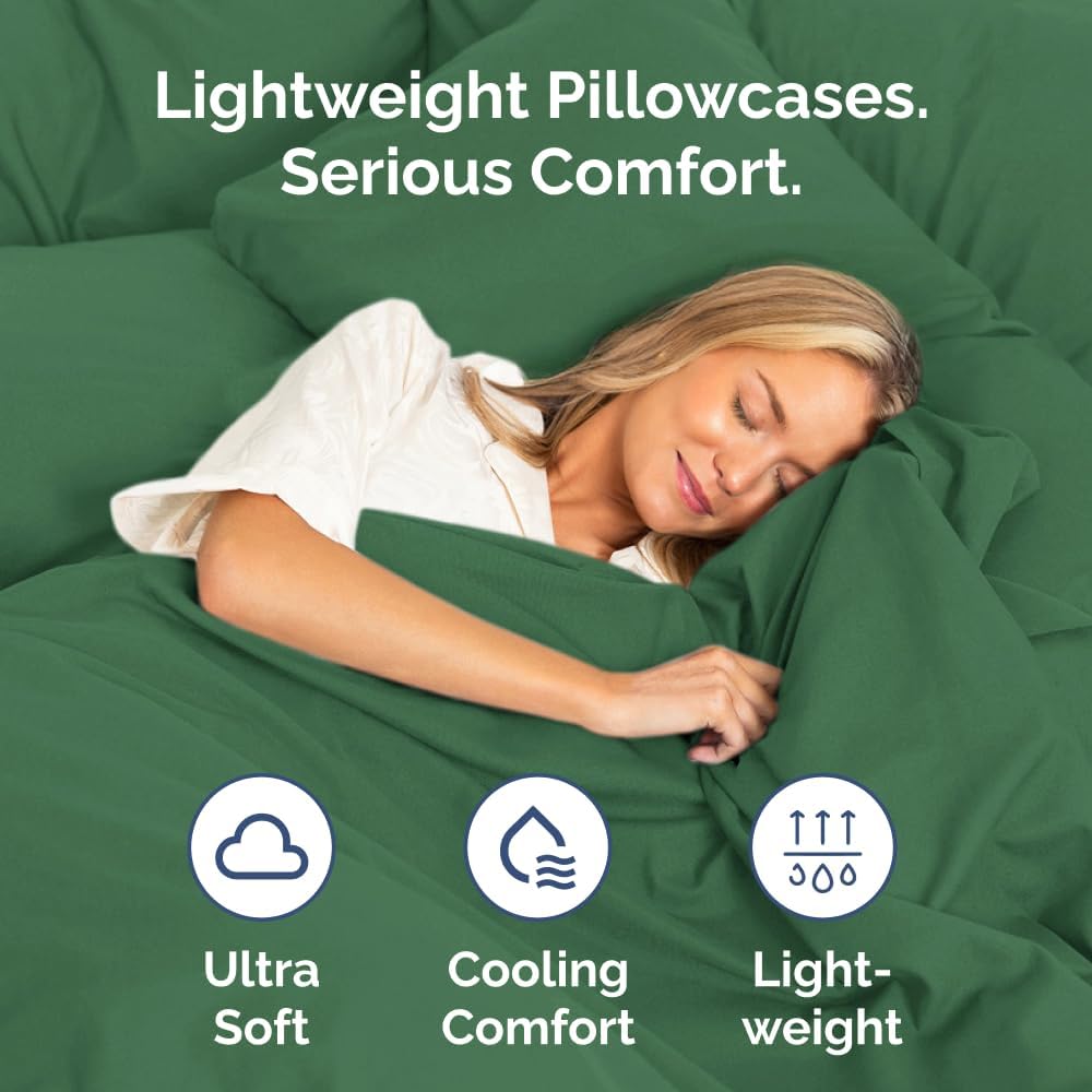 King Pillow Cases Set of 4 - Ultra Soft Hotel Quality Pillowcase Covers - Comfy, Cozy & Wrinkle Free - Shrinkage and Fade Resistant - Machine Washable Pillow Protectors - 4 Piece Set - Emerald Green