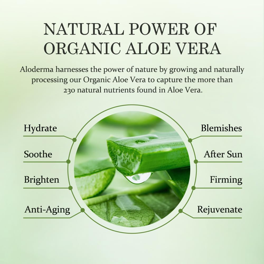 Aloderma Aloe Clearing Gel for Clear Complexion with 90% Organic AloeVera - Moisturizing, Oil Controlling Facial Lotion with Allantoin, Wintergreen Extract - Soothing, Skin Calming Aloe Gel, 2.8oz