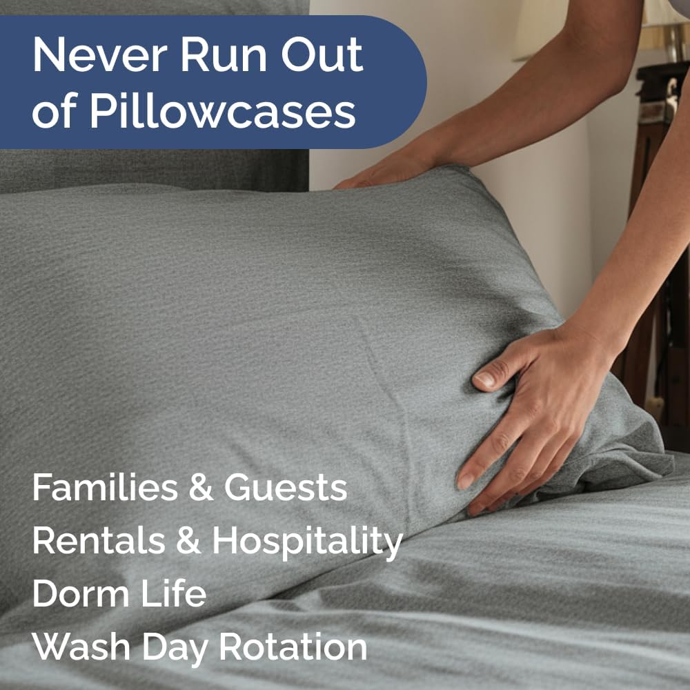 Standard Pillow Cases Set of 6 - Ultra Soft Hotel Quality Pillowcase Covers - Comfy & Wrinkle Free - Shrink, Stain & Fade Resistant - Machine Washable Pillow Protectors - 6 Piece Set - Heathered Grey