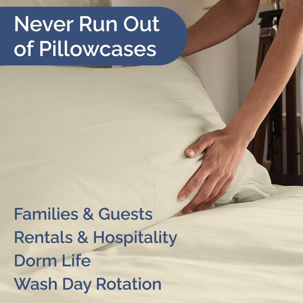 King Pillow Cases Set of 6 - Ultra Soft Hotel Quality Pillowcase Covers - Comfy & Wrinkle Free - Shrink, Stain and Fade Resistant - Easy-Care, Machine Washable Pillow Protectors - 6 Piece Set - Cream