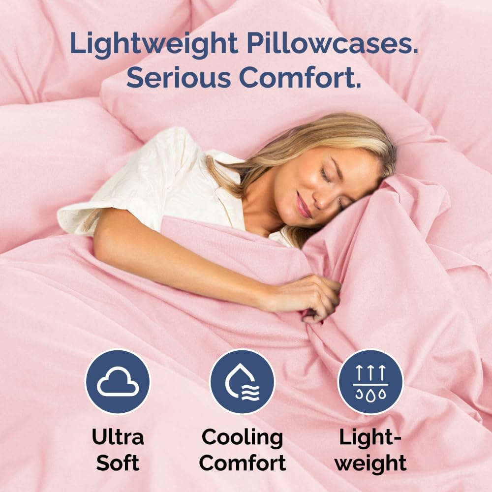 Queen Pillow Cases Set of 4 - Ultra Soft Hotel Quality Pillowcase Covers - Comfy, Cozy & Wrinkle Free - Shrinkage, Stain & Fade Resistant - Machine Washable Pillow Protectors - 4 Piece Set - Baby Pink
