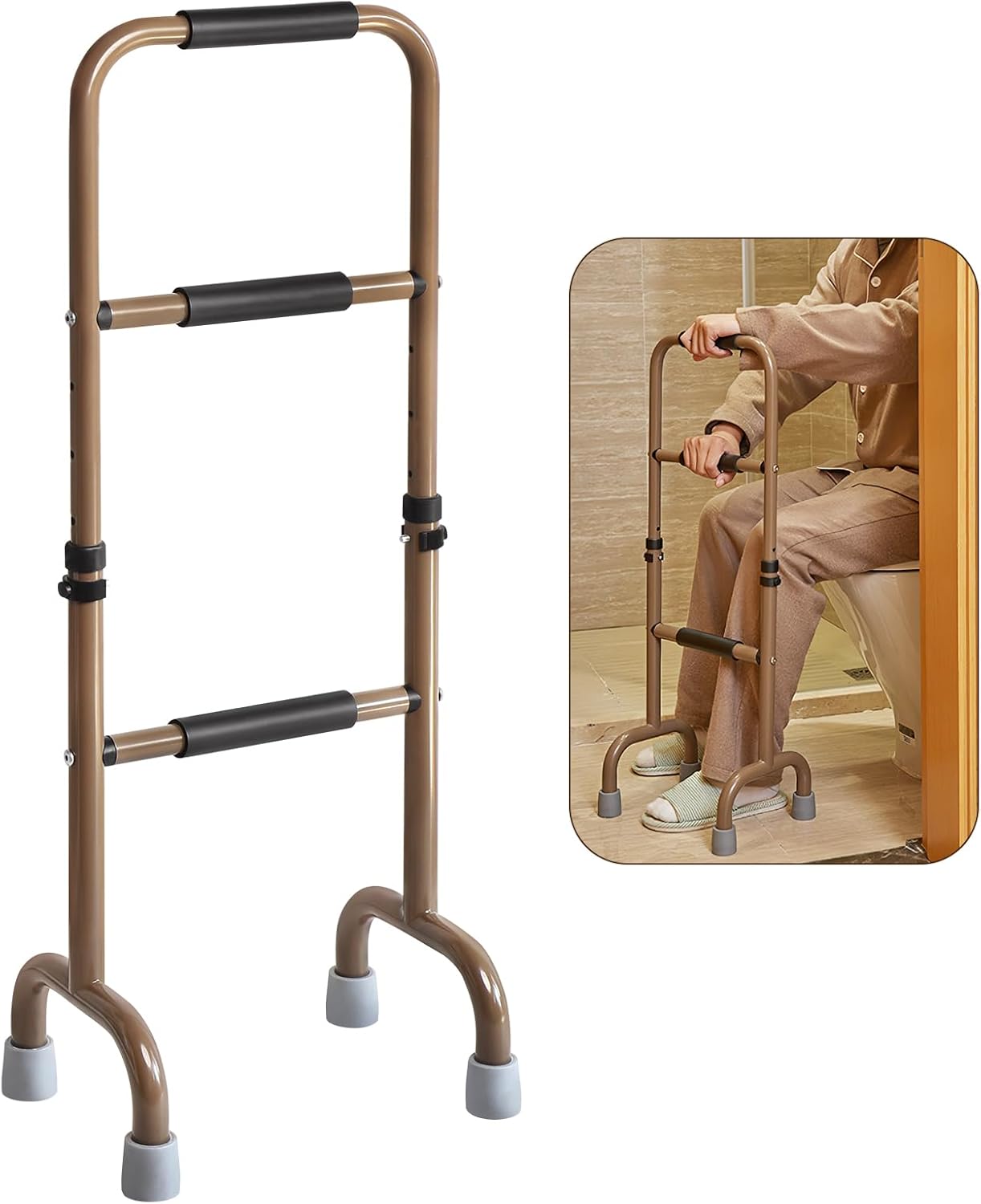 Adjustable Stand Assist Aid for Elderly - Aluminium Sit to Stand Assist, Stable Help to Stand and Move Lift Assist for Elderly, with Anti-Slip Protector, Help Seniors Stand Up from Chair Bed, Khaki