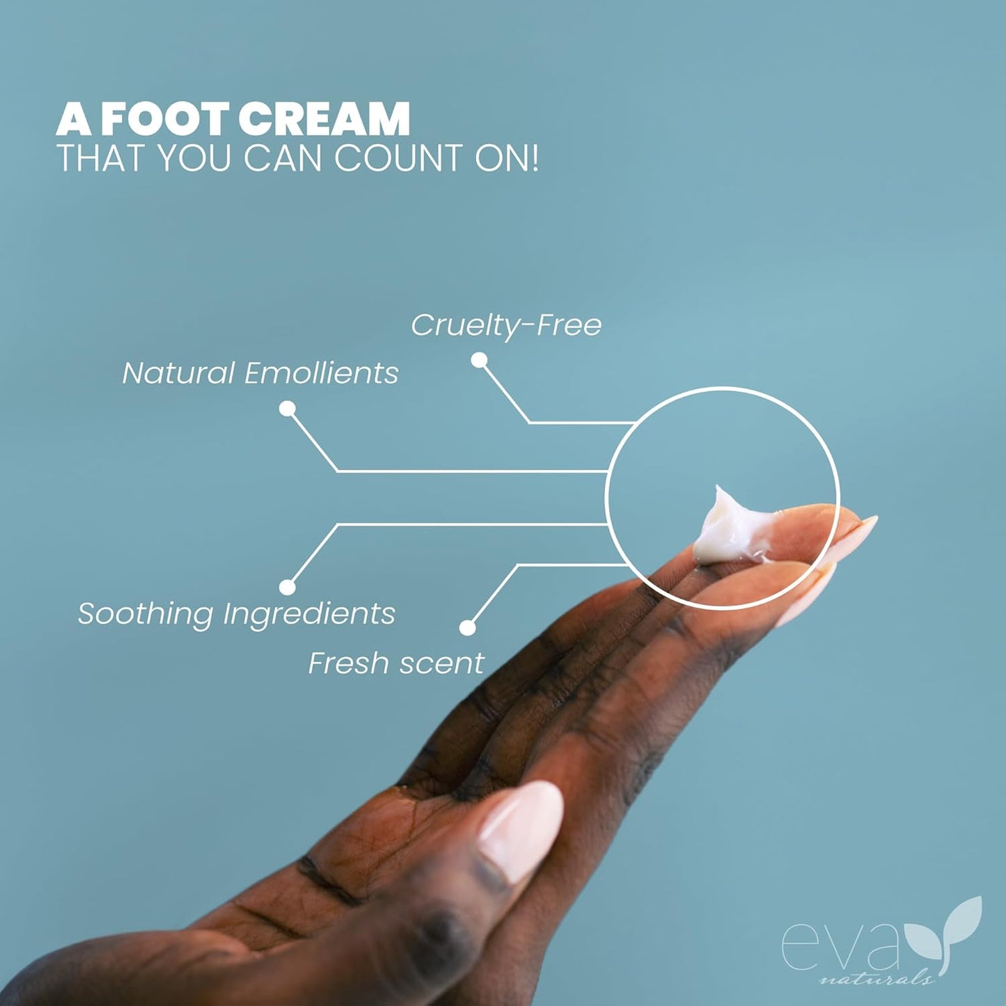 Eva Naturals Tea Tree Foot Cream - Foot Lotion with Peppermint, Menthol and Spearmint - Soothing Foot Cream Treatment for Dry Cracked Heels and Feet