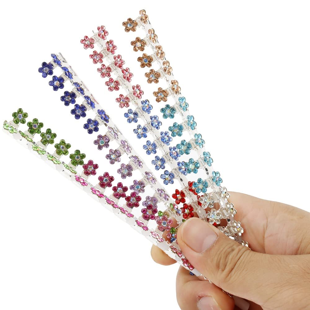 Mini Claw Clips with No-Slip Grip - Glitter and Rhinestone Hair Accessories in Mixed Colors, Metal Clamps for Girls and Women (Silver-13Colors)