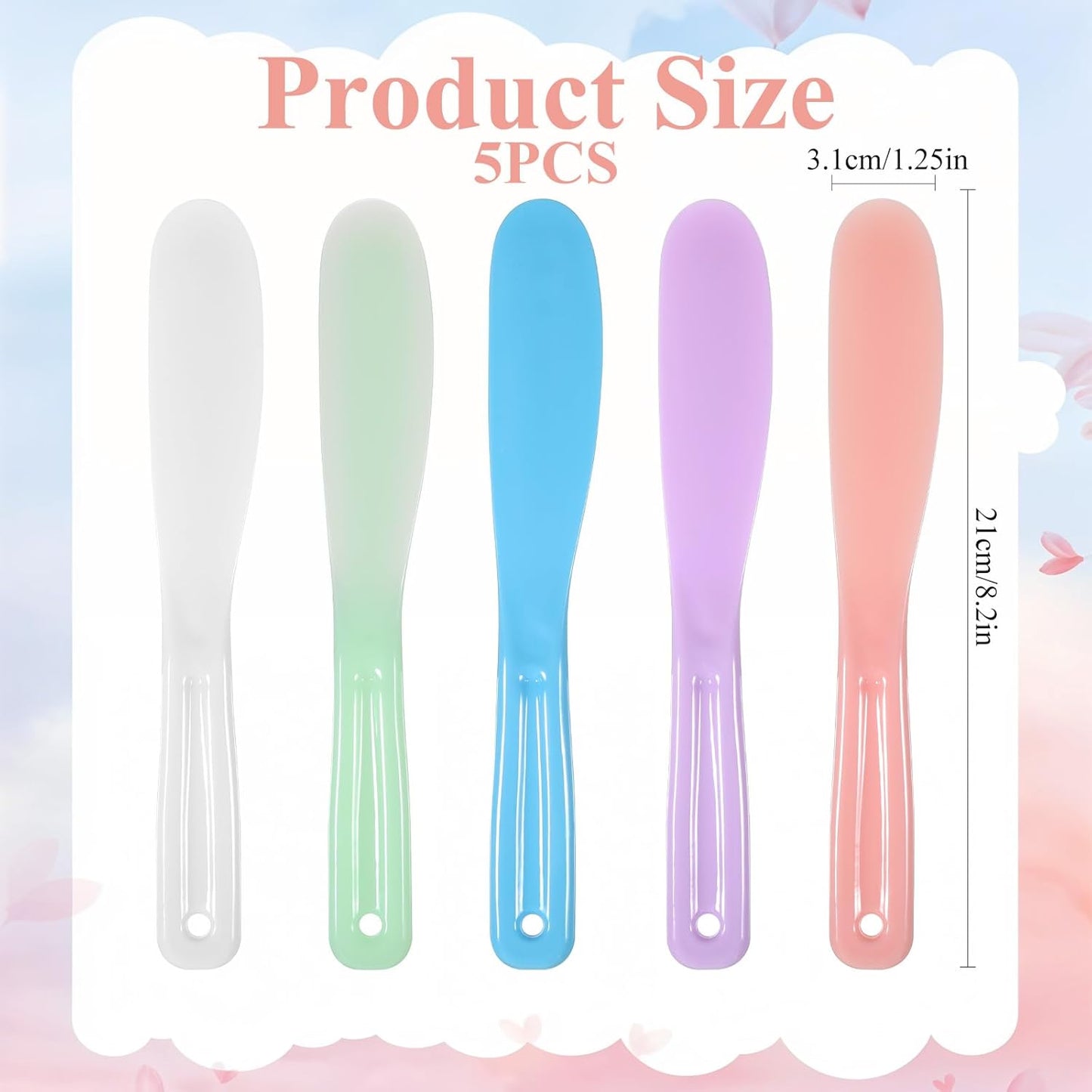 5 Pcs Large Plastic Cosmetic Spatula Large Makeup Scoops Mask Mixing Spoon Scoops Reusable Stick Applicator Beauty Spa Makeup Tools for DIY Cream Lotions Moisturizers