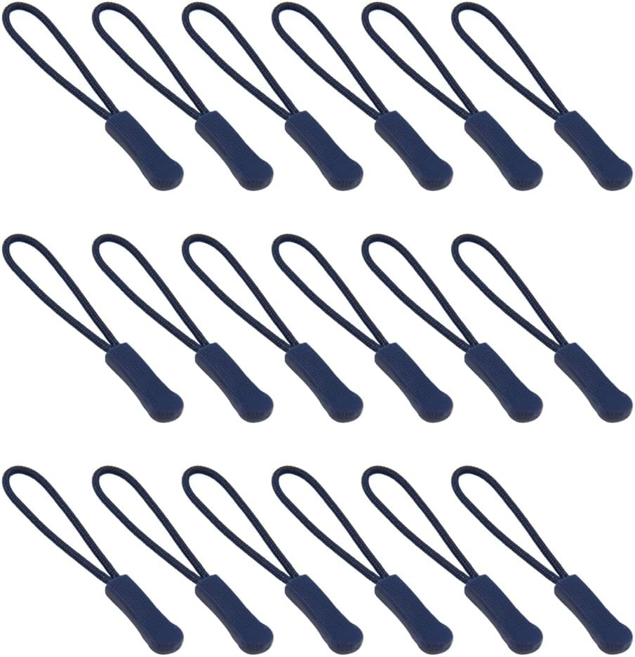 Ruidee 50 Pieces Zipper Pulls Zipper Tabs Zipper Pull Cord Extender Replacement Zipper Pulls for Backpacks, Jackets, Luggage, Purses, Handbags（Dark Blue）