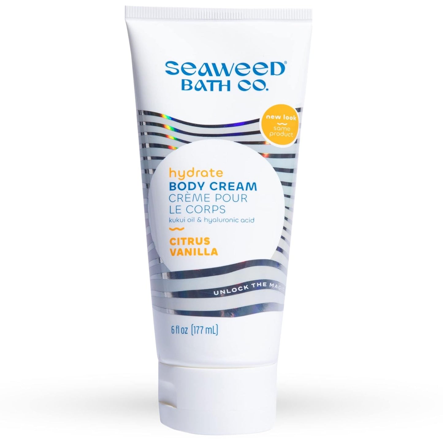 Seaweed Bath Co. Hydrate Body Cream, Citrus Vanilla Scent, 6 Ounce, Nourishing Hand & Body Lotion Moisturizer for Dry Skin, with Sustainably Harvested Seaweed, Kukui Oil, Hyaluronic Acid, Shea Butter