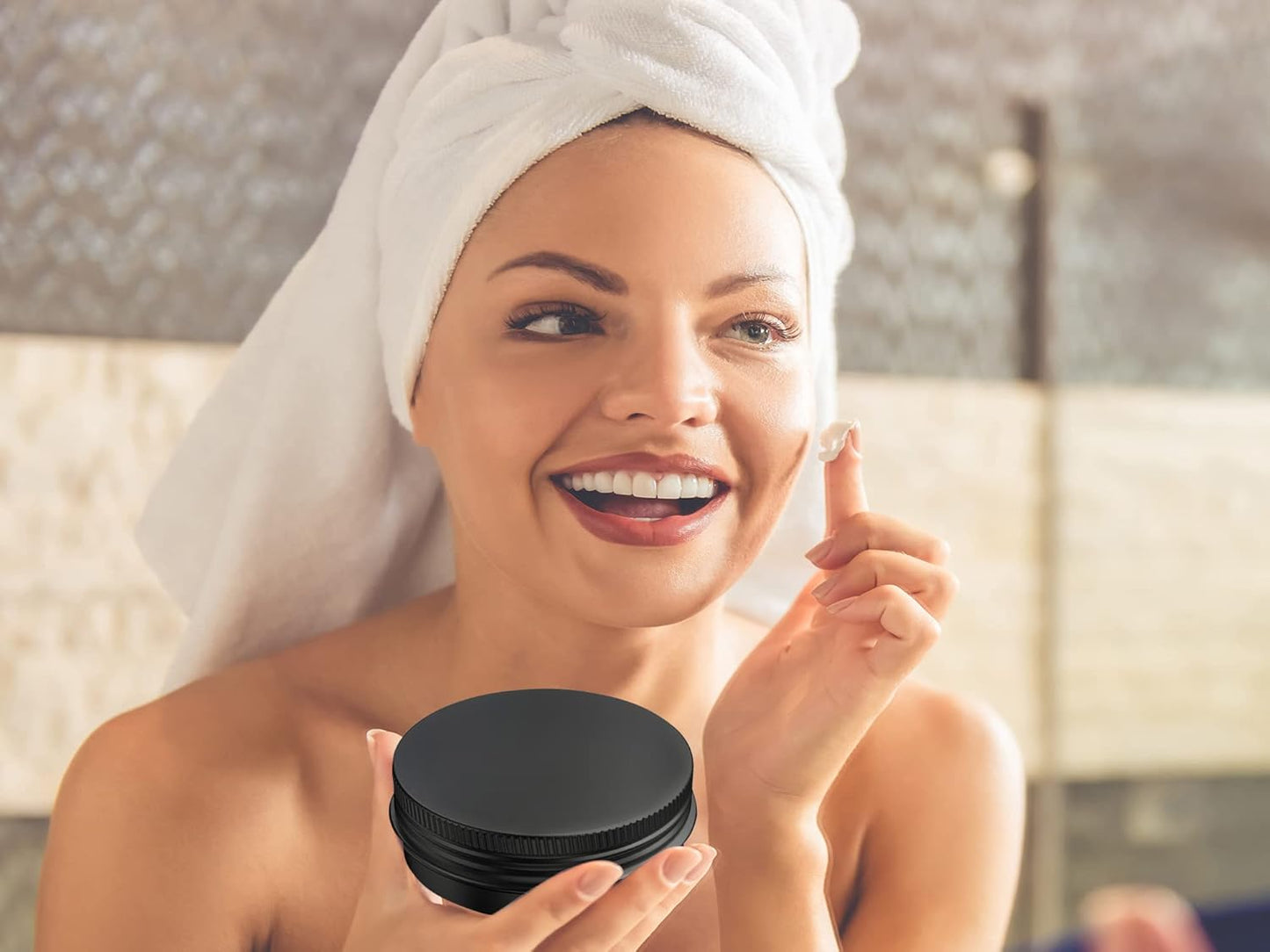 60 Pcs 4 Ounce Aluminum Tin Jars Containers Leak Proof Cosmetic Tin Jars Containers Round Screw Lids for Cosmetic, Salves, Balms, Lip Balm or Others, 120mL Black