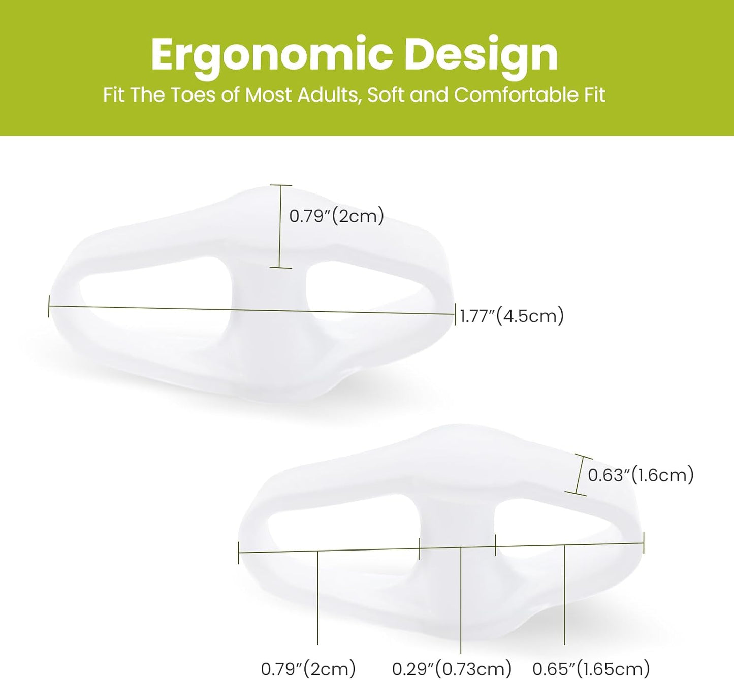 Bukihome Toe Separators Bunion Corrector - 8 Pack Big Toe Spacers with 2 Loops, Suitable for Bunion and Overlapping Toes, Reduce Foot Pain(White)